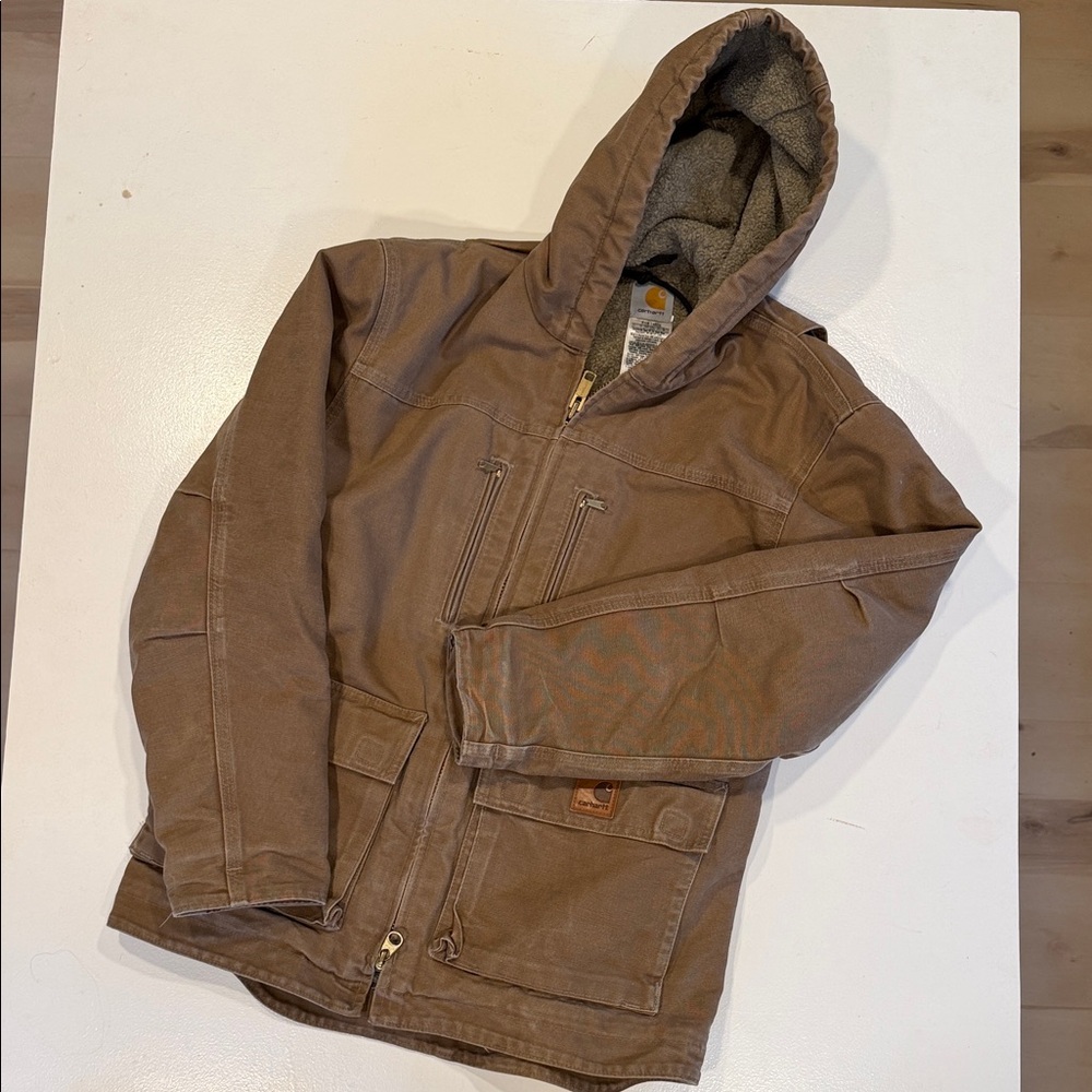 Carhartt Tan Hooded Puffer Jacket